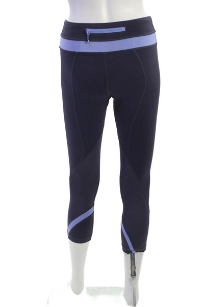 Lululemon Women Capri Cropped Nylon Blend Leggings Dark Blue Zip Size 4