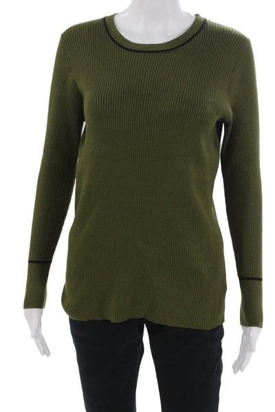 Metric Knits Women Pullover Sweater Green Long Sleeve Viscose Size L