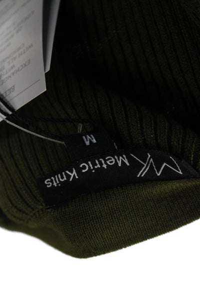 Metric Knits Women Pullover Sweater Green Crew Neck Long Sleeve Size M