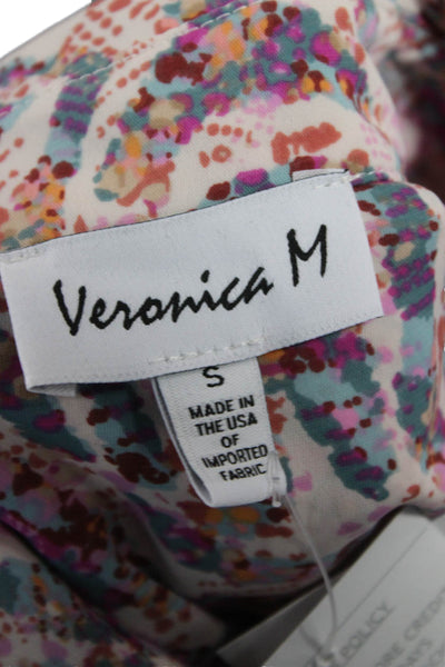 Veronica M Women Tunic Blouse Pink Collared Long Sleeve Tie Size S