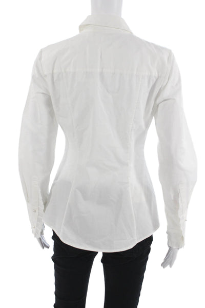 Elie Tahari Womens Collared White Button Up Blouse Size XS