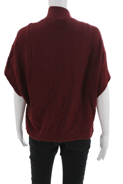 Nordstrom Womens Cardigan Red 100% Cashmere Short Sleeve Solid Size XS