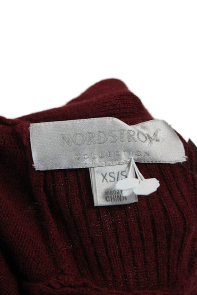 Nordstrom Womens Cardigan Red 100% Cashmere Short Sleeve Solid Size XS