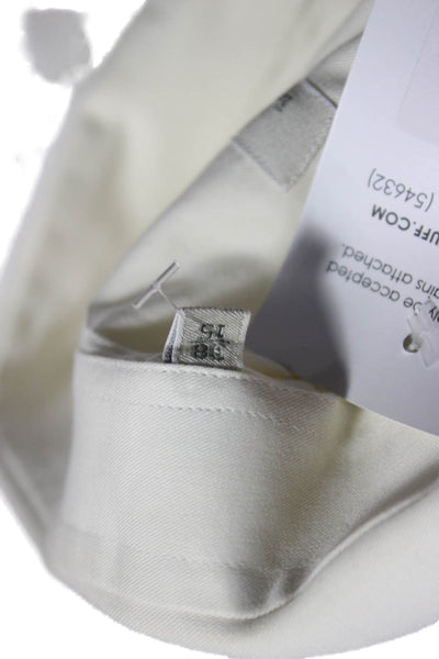 Ermenegildo Zegna Mens Point Collar Dress Shirt White Long Sleeve Cotton Size L
