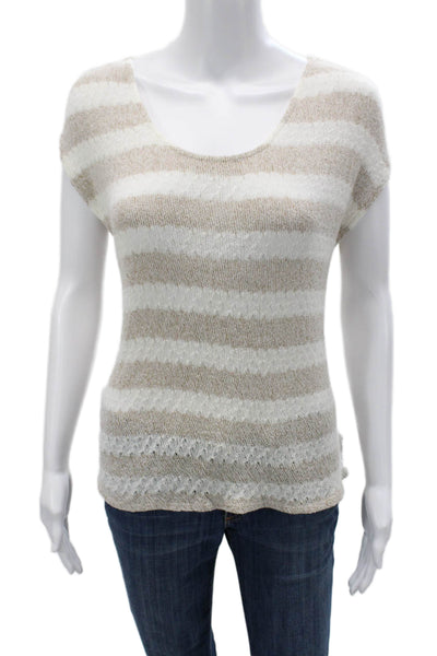 Soft Joie Womens Beige Basic T-Shirt Short Sleeve Round Neck Rayon Blend Size S