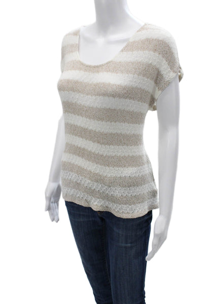Soft Joie Womens Beige Basic T-Shirt Short Sleeve Round Neck Rayon Blend Size S