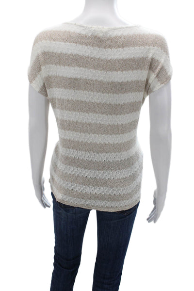 Soft Joie Womens Beige Basic T-Shirt Short Sleeve Round Neck Rayon Blend Size S