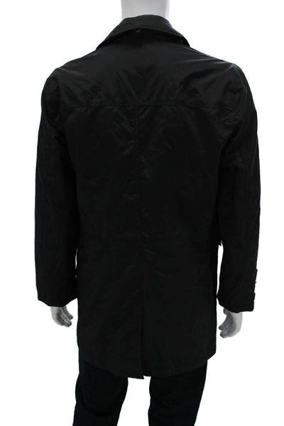 Michael Michael Kors Mens Rain Coat Windbreaker Black Collared Button Size 36