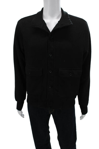 Banana Republic Mens Bomber Jacket Black Button Collared Size M