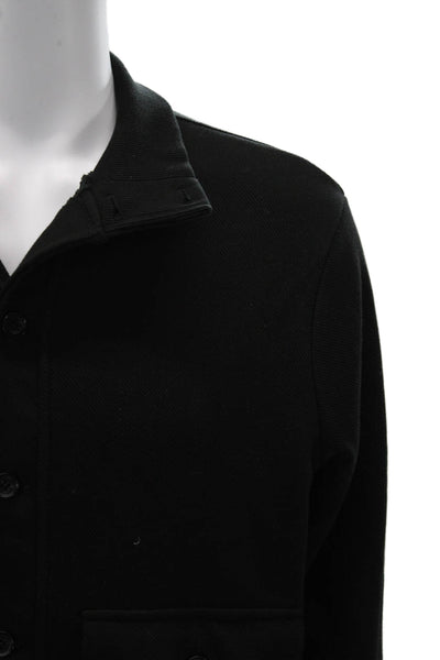 Banana Republic Mens Bomber Jacket Black Button Collared Size M