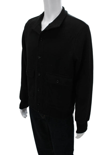 Banana Republic Mens Bomber Jacket Black Button Collared Size M