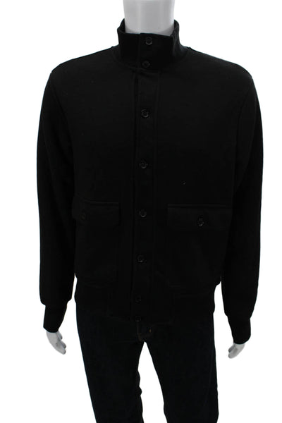 Banana Republic Mens Bomber Jacket Black Button Collared Size M