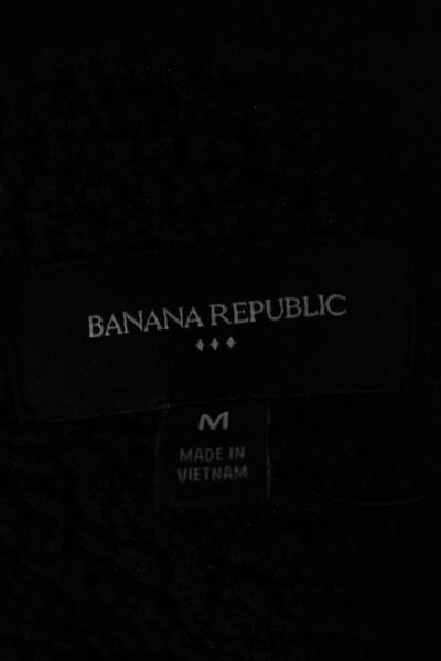 Banana Republic Mens Bomber Jacket Black Button Collared Size M