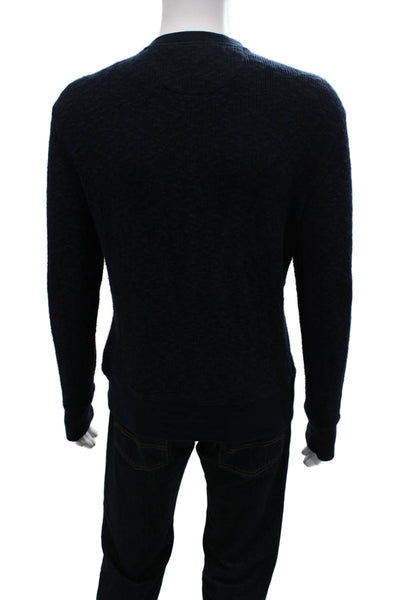 Banana Republic Mens Dark Blue Crew Neck Zip Pullover Sweater Size L