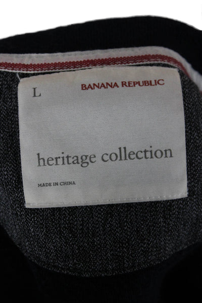 Banana Republic Mens Dark Blue Crew Neck Zip Pullover Sweater Size L