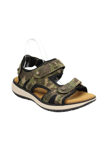 SAS Mens Camouflage Two Strap Sandals Green Size 7.5