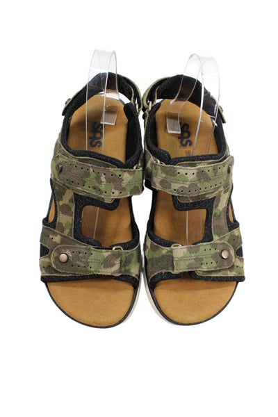 SAS Mens Camouflage Two Strap Sandals Green Size 7.5