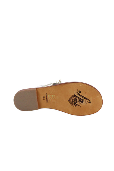 Free People Womens Beaded Slide On Thong Sandals Gold Size 6.5