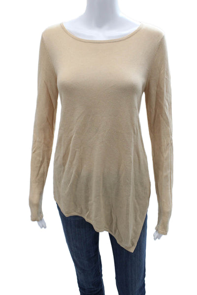 BCBGMAXAZRIA Womens Basic Beige Long Sleeve Round Neck Top Size S