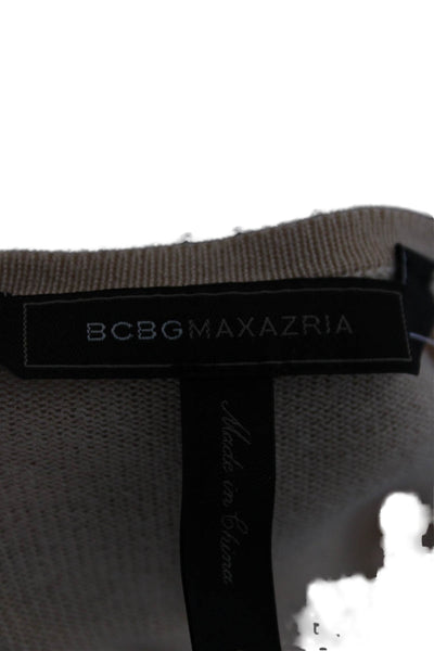 BCBGMAXAZRIA Womens Basic Beige Long Sleeve Round Neck Top Size S