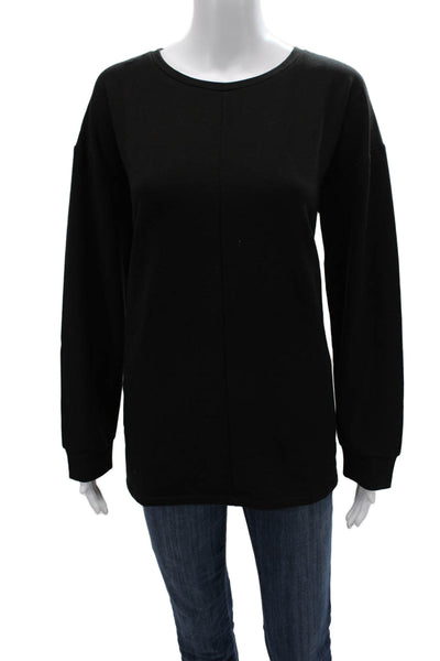 Halston Womens Black Basic Long Sleeve T-Shirt Round Neck Size S
