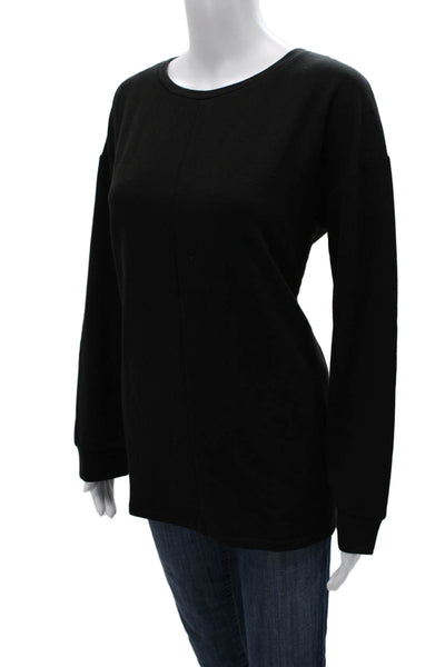 Halston Womens Black Basic Long Sleeve T-Shirt Round Neck Size S