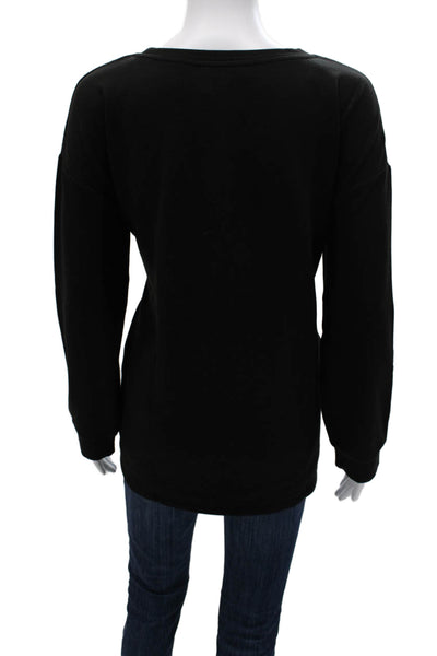Halston Womens Black Basic Long Sleeve T-Shirt Round Neck Size S