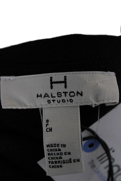 Halston Womens Black Basic Long Sleeve T-Shirt Round Neck Size S
