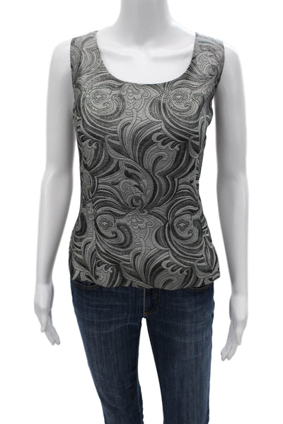 Jasper Women Black Paisley Square Neck Sleeveless Tank Zip Size 14