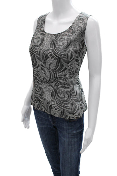 Jasper Women Black Paisley Square Neck Sleeveless Tank Zip Size 14