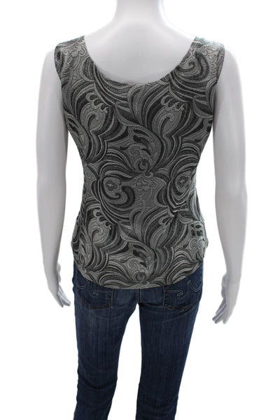 Jasper Women Black Paisley Square Neck Sleeveless Tank Zip Size 14