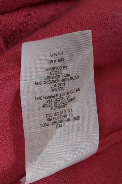Isaac Mizrahi Women Pink Cashmere Cardigan 3/4 Sleeve Size 2XS
