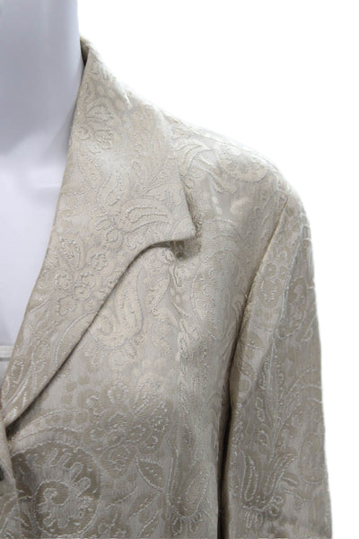 Dana Buchman Womens Paisley Collared Button Blazer Beige Long Sleeve Size 16