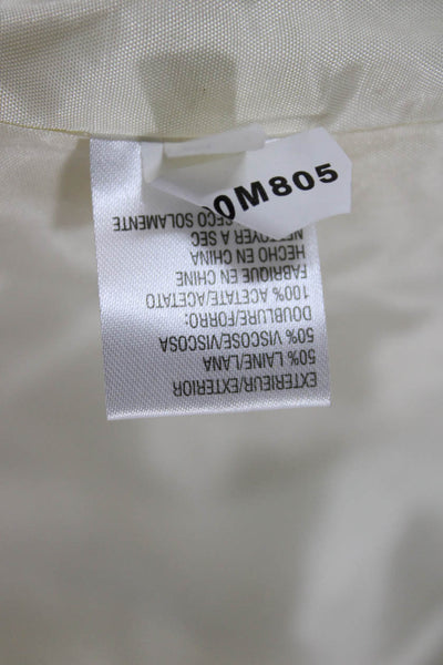 Tahari Women Blazer Beige Wool Blend Mock Neck Long Sleeve Size 14