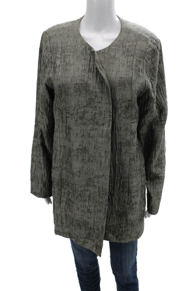 Eileen Fisher Womens Designer Coatigan Gray Long Sleeve Round Neck Size XL