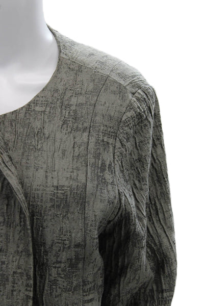 Eileen Fisher Womens Designer Coatigan Gray Long Sleeve Round Neck Size XL
