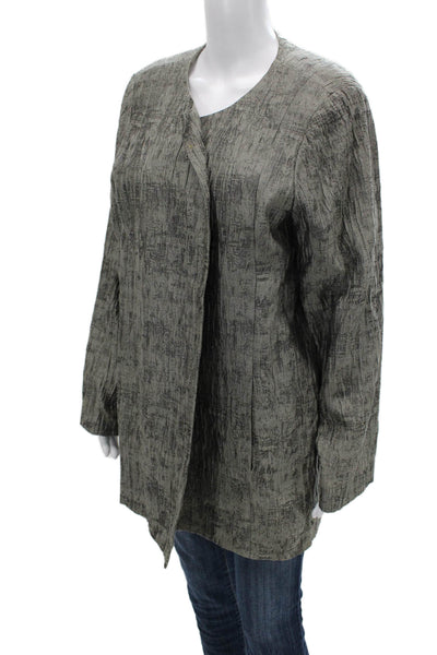 Eileen Fisher Womens Designer Coatigan Gray Long Sleeve Round Neck Size XL