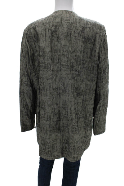 Eileen Fisher Womens Designer Coatigan Gray Long Sleeve Round Neck Size XL
