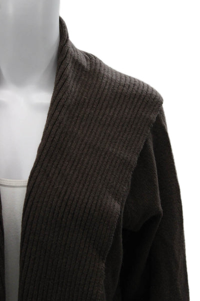 Isaac Mizrahi Women Cardigan Sweater Brown Viscose Blend Long Sleeve Size S