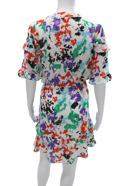 Tanya Taylor Women Shift Dress Green V-Neck Short Sleeve Knee Length Size 20