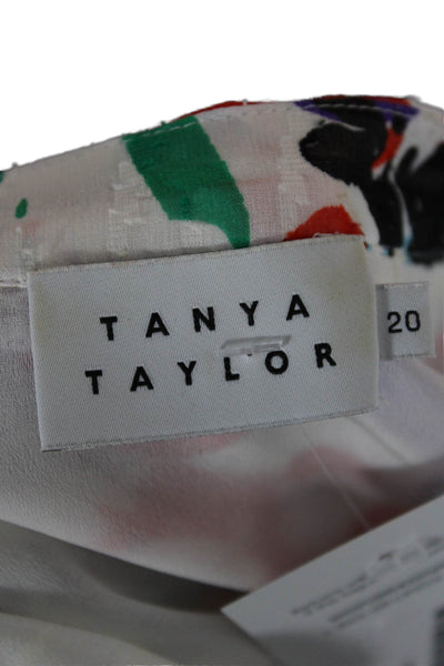 Tanya Taylor Women Shift Dress Green V-Neck Short Sleeve Knee Length Size 20