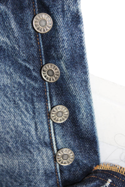 Agolde Womens 90s Dark Blue Cotton Solid Shorts Button Size 26
