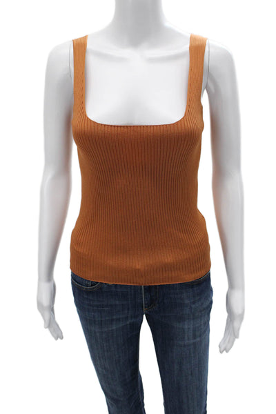 Sandro Women Basic Camisole Brown Striped Square Neck Sleeveless Size 2