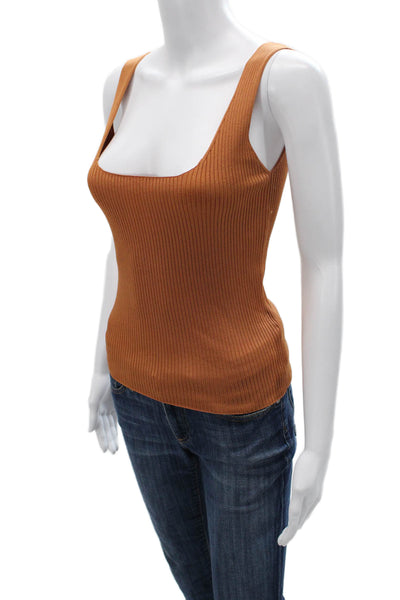 Sandro Women Basic Camisole Brown Striped Square Neck Sleeveless Size 2