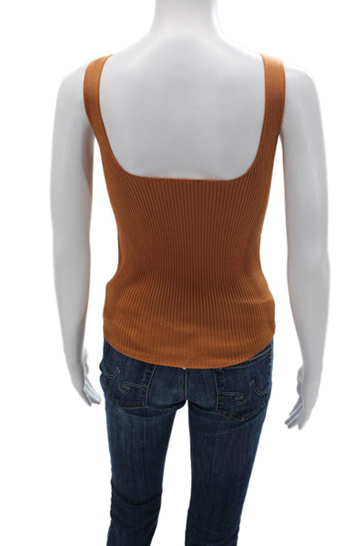 Sandro Women Basic Camisole Brown Striped Square Neck Sleeveless Size 2
