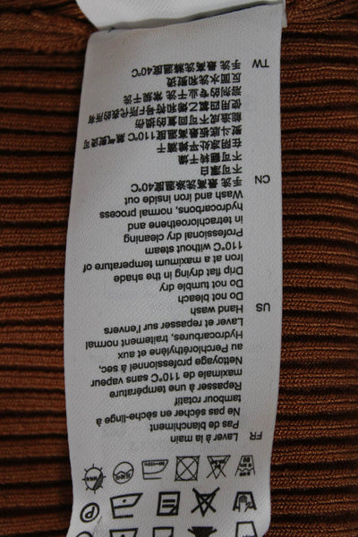 Sandro Women Basic Camisole Brown Striped Square Neck Sleeveless Size 2