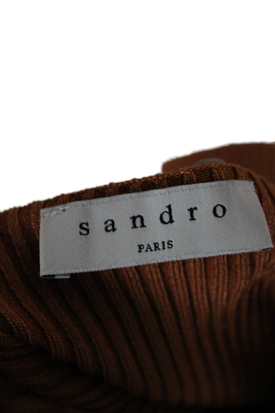 Sandro Women Basic Camisole Brown Striped Square Neck Sleeveless Size 2