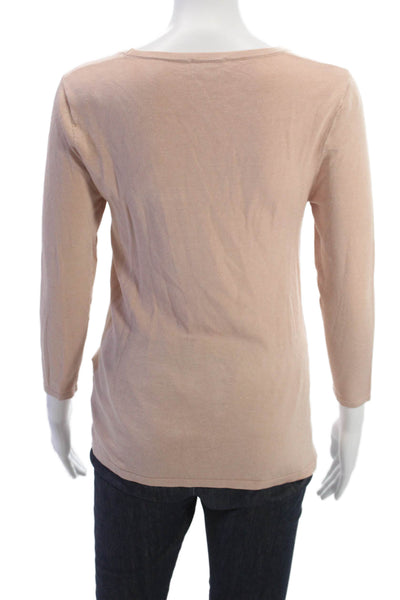 L'Agence Womens Beige Rayon Blend Round Neck 3/4 Sleeve Sweater Petite Size S