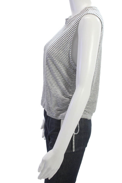 Frame Women Striped Organic Linen Tank Sleeveless Crew Neck Drawstring Size XS