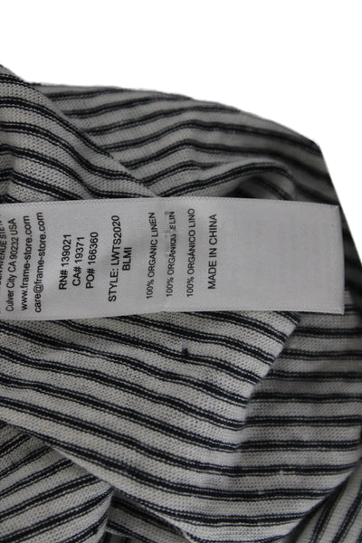 Frame Women Striped Organic Linen Tank Sleeveless Crew Neck Drawstring Size XS